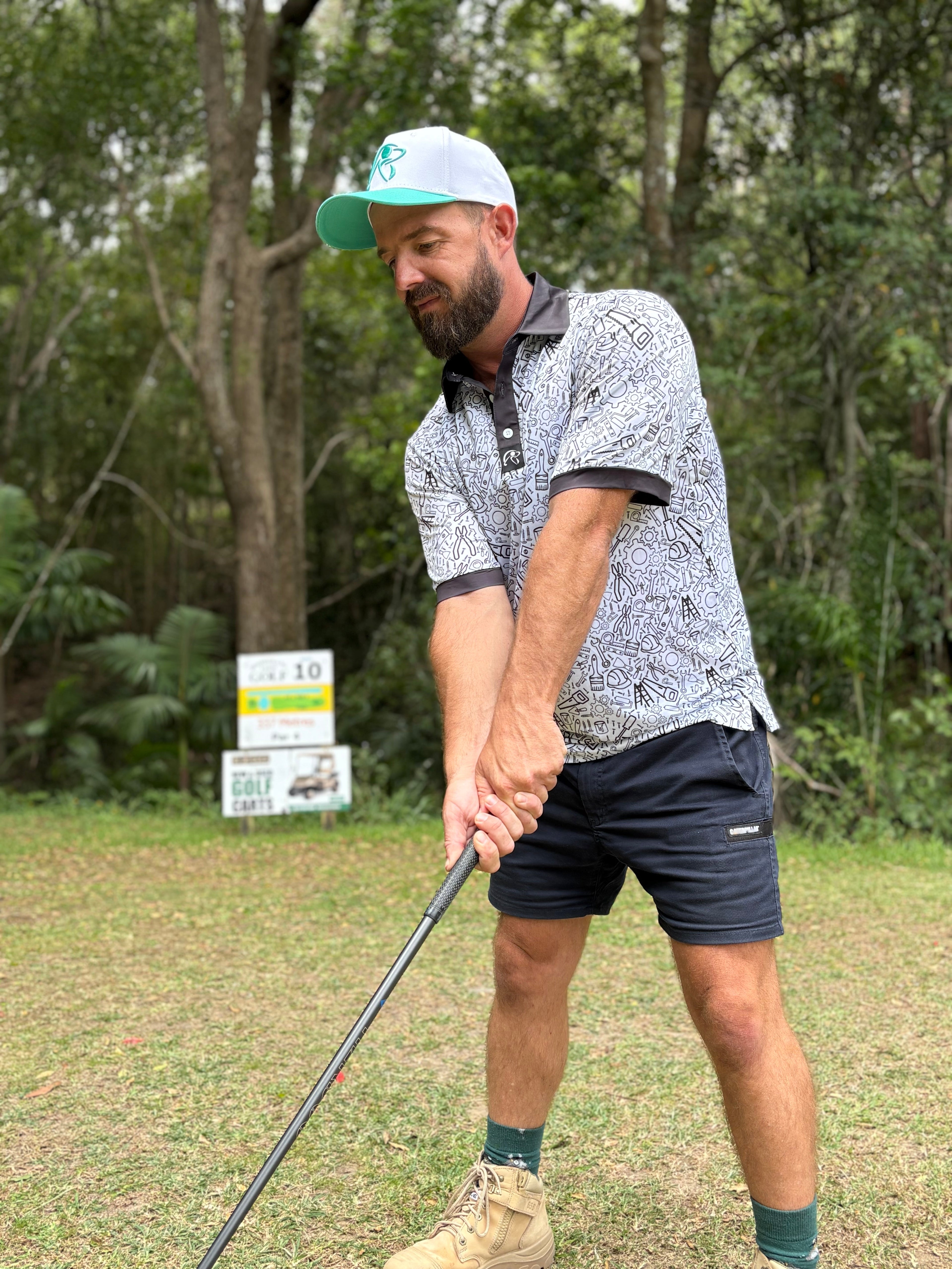 On the Tools White Golf Polo Shirt